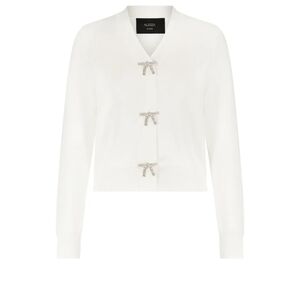Aleeza Jodie Elegant White Knit Cardigan with Bow Details